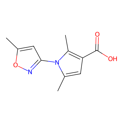 2,5-dimethyl-1-(5-methyl-1,2-oxazol-3-yl)-1H-pyrrole-3-carboxylic acid structure