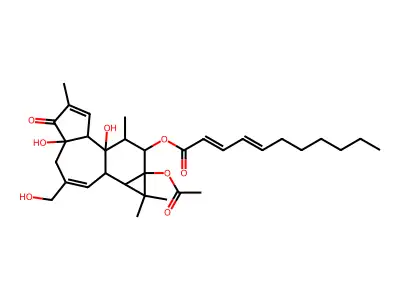 [13-Acetyloxy-1,6-dihydroxy-8-(hydroxymethyl)-4,12,12,15-tetramethyl-5-oxo-14-tetracyclo[8.5.0.02,6.011,13]pentadeca-3,8-dienyl] (2E,4E)-undeca-2,4-dienoate structure
