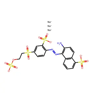 1-Naphthalenesulfonic acid, 6-amino-5-((2-sulfo-4-((2-(sulfooxy)ethyl)sulfonyl)phenyl)azo)-, sodium salt structure