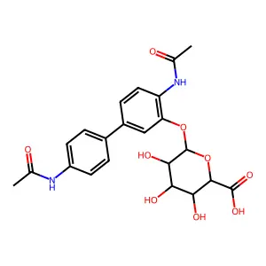 beta-D-Glucopyranosiduronic acid, 4,4'-bis(acetylamino)(1,1'-biphenyl)-3-yl structure