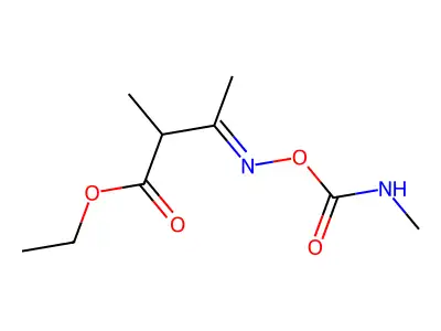 Ethyl 2-methyl-3-(methylcarbamoyloxyimino)butanoate structure