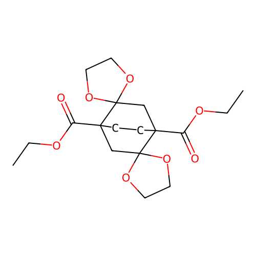 diethyl 1'H,4'H-dispiro[1,3-dioxolane-2,2'-bicyclo[2.2.2]octane-5',2''-[1,3]dioxolane]-1',4'-dicarboxylate structure