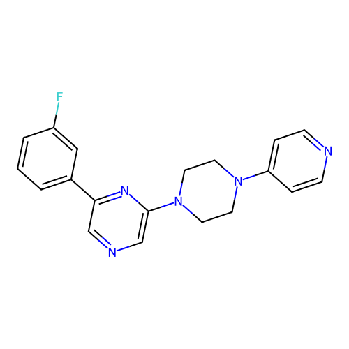 2-(3-Fluorophenyl)-6-[4-(4-pyridyl)piperazin-1-yl]pyrazine structure