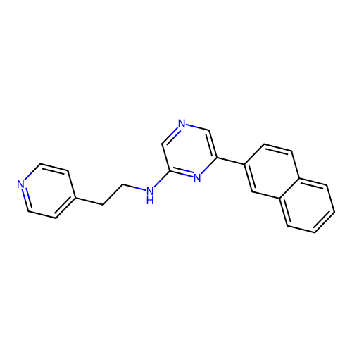 6-(2-naphthyl)-N-[2-(4-pyridyl)ethyl]pyrazin-2-amine structure