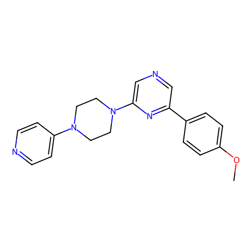 2-(4-Methoxyphenyl)-6-[4-(4-pyridyl)piperazin-1-yl]pyrazine structure