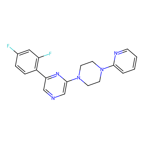 2-(2,4-Difluorophenyl)-6-[4-(2-pyridyl)piperazin-1-yl]pyrazine structure