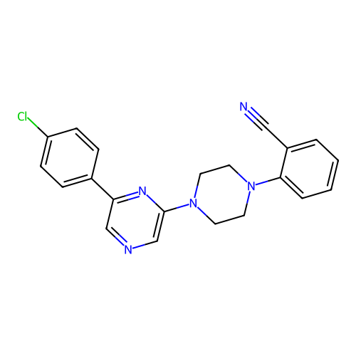 2-[4-[6-(4-Chlorophenyl)pyrazin-2-yl]piperazin-1-yl]benzonitrile structure
