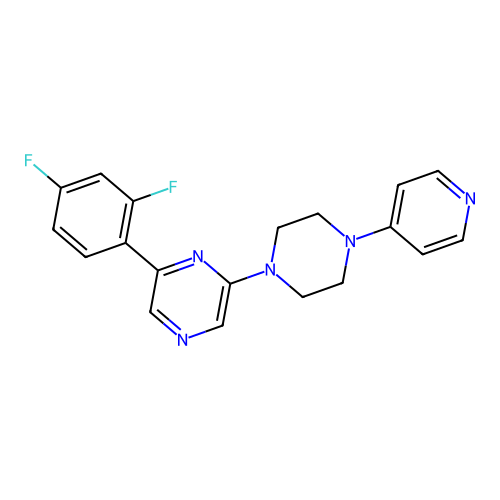 2-(2,4-Difluorophenyl)-6-[4-(4-pyridyl)piperazin-1-yl]pyrazine structure