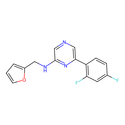 6-(2,4-difluorophenyl)-N-(2-furylmethyl)pyrazin-2-amine structure