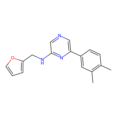 6-(3,4-dimethylphenyl)-N-(2-furylmethyl)pyrazin-2-amine structure