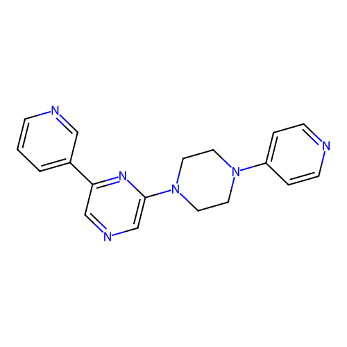 2-(3-Pyridyl)-6-[4-(4-pyridyl)piperazin-1-yl]pyrazine structure