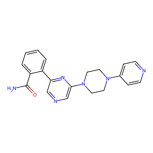 2-[6-[4-(4-Pyridyl)piperazin-1-yl]pyrazin-2-yl]benzamide structure