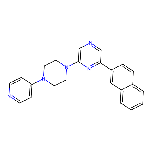 2-(2-Naphthyl)-6-[4-(4-pyridyl)piperazin-1-yl]pyrazine structure
