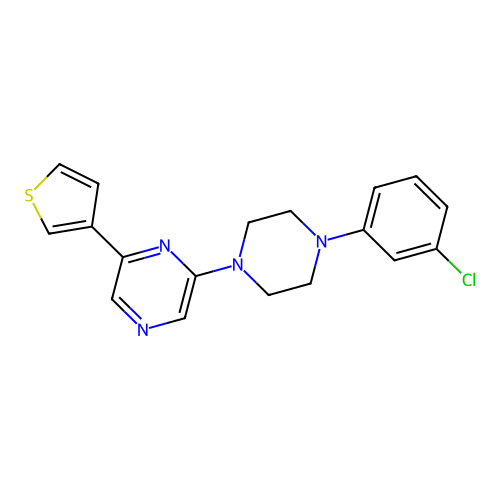 2-[4-(3-Chlorophenyl)piperazin-1-yl]-6-(3-thienyl)pyrazine structure