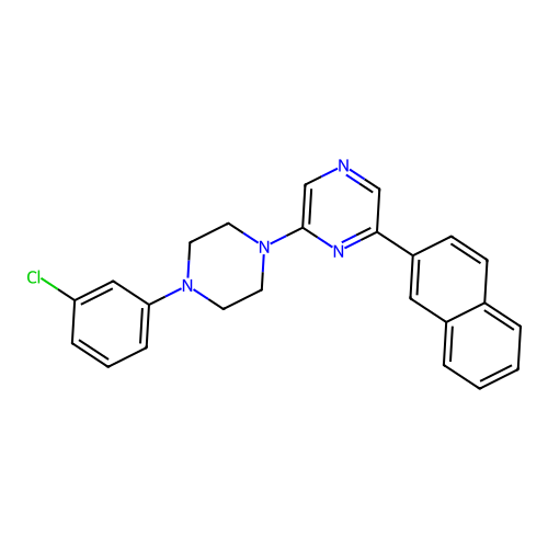 2-[4-(3-Chlorophenyl)piperazin-1-yl]-6-(2-naphthyl)pyrazine structure