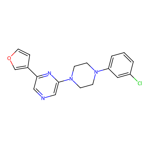 2-[4-(3-Chlorophenyl)piperazin-1-yl]-6-(3-furyl)pyrazine structure