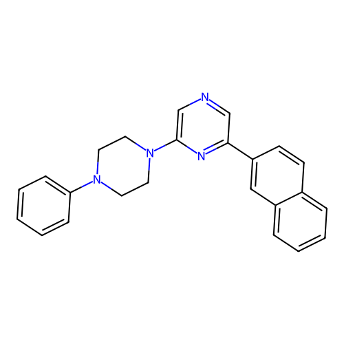 2-(2-Naphthyl)-6-(4-phenylpiperazin-1-yl)pyrazine structure