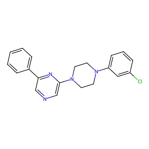 2-[4-(3-Chlorophenyl)piperazin-1-yl]-6-phenyl-pyrazine structure