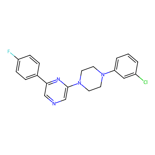 2-[4-(3-Chlorophenyl)piperazin-1-yl]-6-(4-fluorophenyl)pyrazine structure