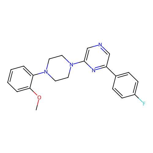 2-(4-Fluorophenyl)-6-[4-(2-methoxyphenyl)piperazin-1-yl]pyrazine structure