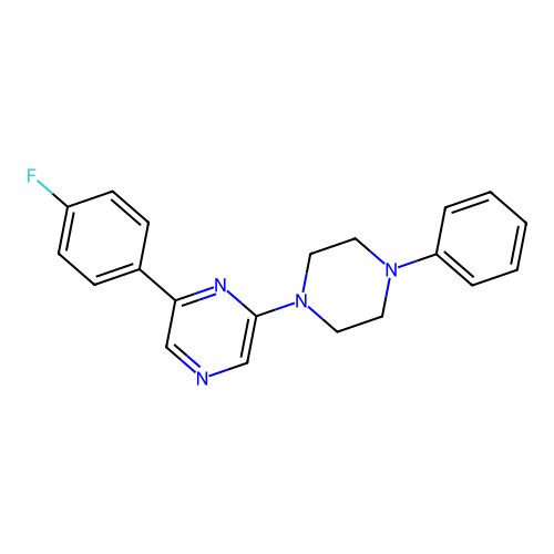 2-(4-Fluorophenyl)-6-(4-phenylpiperazin-1-yl)pyrazine structure
