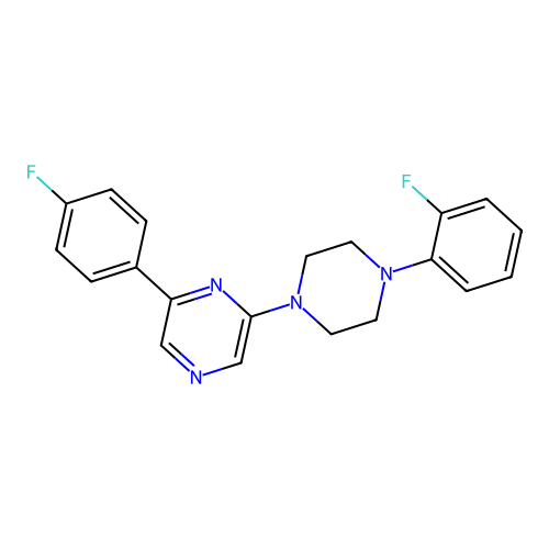 2-(4-Fluorophenyl)-6-[4-(2-fluorophenyl)piperazin-1-yl]pyrazine structure