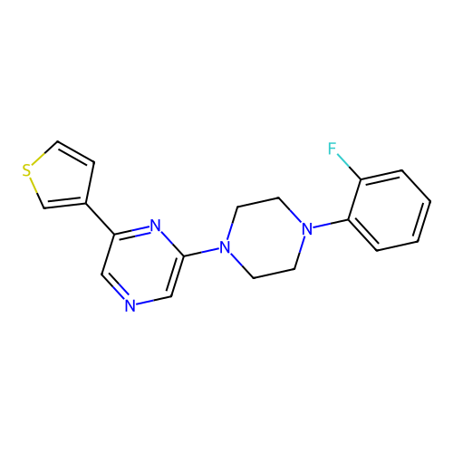 2-[4-(2-Fluorophenyl)piperazin-1-yl]-6-(3-thienyl)pyrazine structure