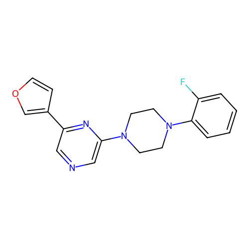 2-[4-(2-Fluorophenyl)piperazin-1-yl]-6-(3-furyl)pyrazine structure