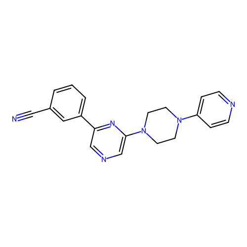 3-[6-[4-(4-Pyridyl)piperazin-1-yl]pyrazin-2-yl]benzonitrile structure