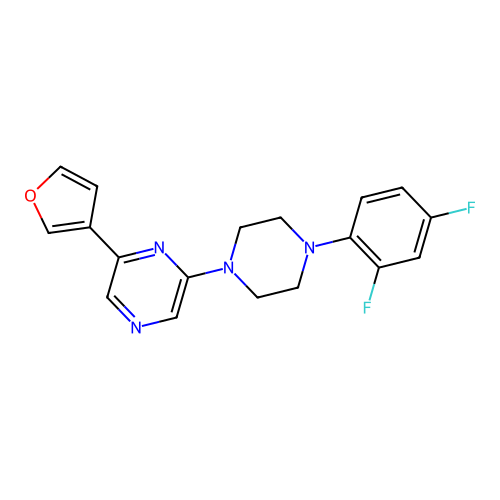 2-[4-(2,4-Difluorophenyl)piperazin-1-yl]-6-(3-furyl)pyrazine structure
