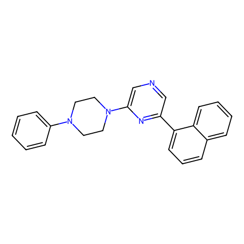 2-(1-Naphthyl)-6-(4-phenylpiperazin-1-yl)pyrazine structure