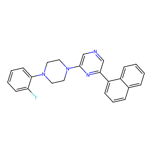2-[4-(2-Fluorophenyl)piperazin-1-yl]-6-(1-naphthyl)pyrazine structure