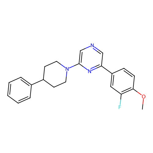 2-(3-Fluoro-4-methoxy-phenyl)-6-(4-phenyl-1-piperidyl)pyrazine structure