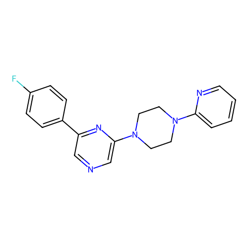 2-(4-Fluorophenyl)-6-[4-(2-pyridyl)piperazin-1-yl]pyrazine structure