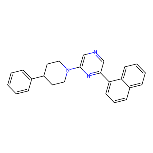 2-(1-Naphthyl)-6-(4-phenyl-1-piperidyl)pyrazine structure