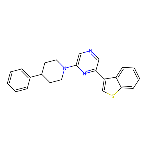 2-(Benzothiophen-3-yl)-6-(4-phenyl-1-piperidyl)pyrazine structure