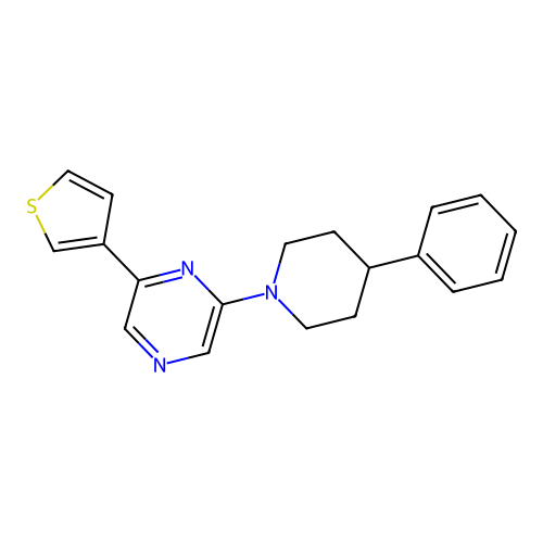 2-(4-Phenyl-1-piperidyl)-6-(3-thienyl)pyrazine structure