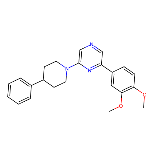2-(3,4-Dimethoxyphenyl)-6-(4-phenyl-1-piperidyl)pyrazine structure