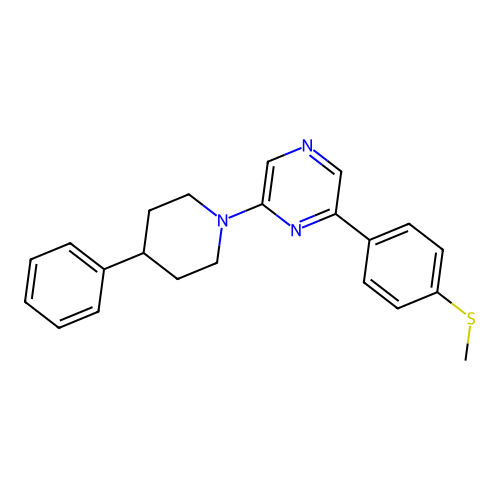 2-(4-Methylsulfanylphenyl)-6-(4-phenyl-1-piperidyl)pyrazine structure