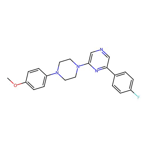 2-(4-Fluorophenyl)-6-[4-(4-methoxyphenyl)piperazin-1-yl]pyrazine structure