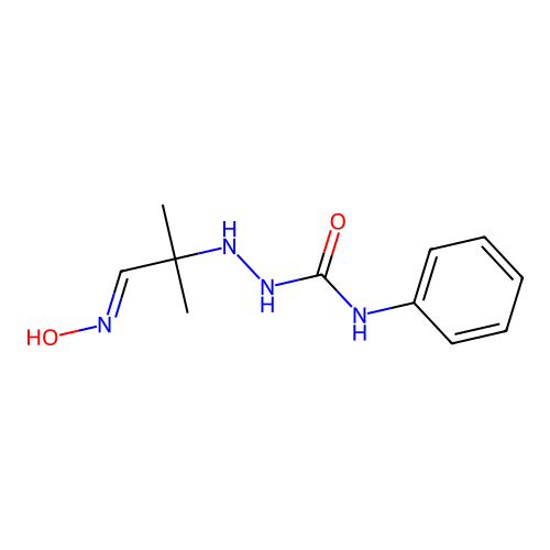 (E)-2-(1-(hydroxyimino)-2-methylpropan-2-yl)-N-phenylhydrazinecarboxamide structure