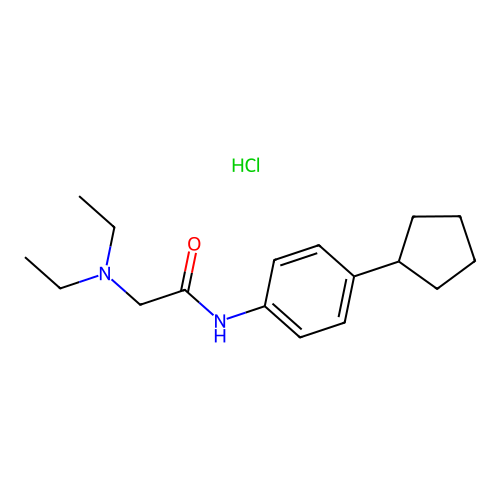 Acetamide, N-(4-cyclopentylphenyl)-2-(diethylamino)-, monohydrochloride structure