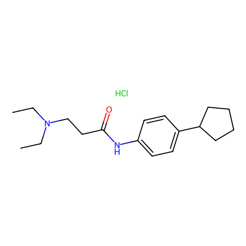 Propanamide, N-(4-cyclopentylphenyl)-3-(diethylamino)-, monohydrochloride structure
