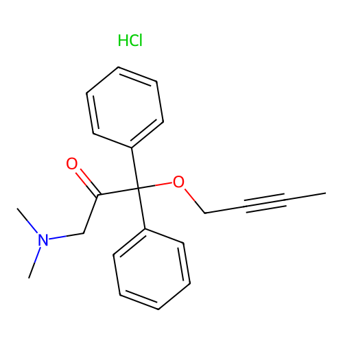 2-Propanone, 3-(dimethylamino)-1,1-diphenyl-1-(2-butynyloxy)-, hydrochloride structure