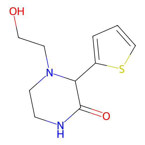 4-(2-Hydroxyethyl)-3-(thiophen-2-yl)-3,4,5,6-tetrahydropyrazin-2-ol structure