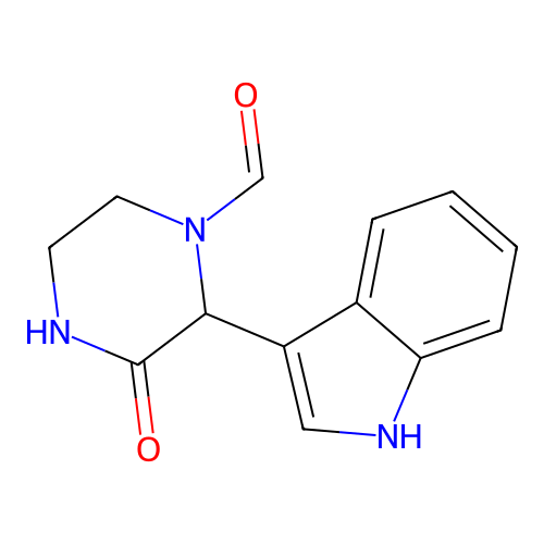 1-Piperazinecarboxaldehyde, 2-(1H-indol-3-yl)-3-oxo- structure