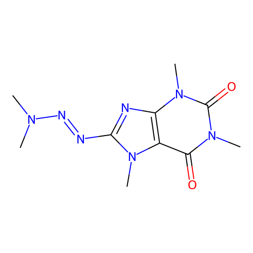 8-[(E)-dimethylaminoazo]-1,3,7-trimethyl-purine-2,6-dione structure