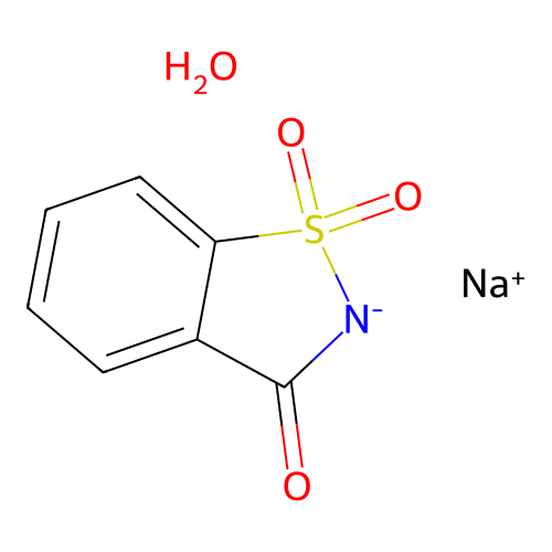 1,2-Benzisothiazol-3(2H)-one, 1,1-dioxide, sodium salt, hydrate structure