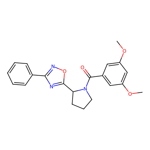 5-[1-(3,5-Dimethoxybenzoyl)pyrrolidin-2-yl]-3-phenyl-1,2,4-oxadiazole structure