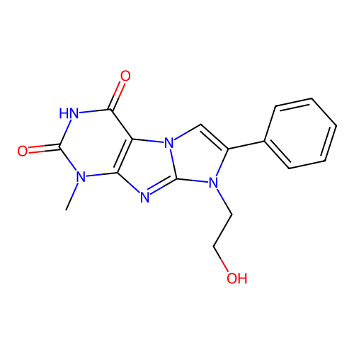1H-Imidazo(2,1-f)purine-2,4(3H,8H)-dione, 8-(2-hydroxyethyl)-1-methyl-7-phenyl- structure